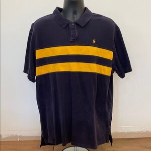 Ralph Lauren Navy Polo with Yellow Stripes